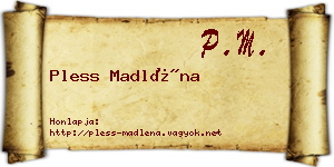Pless Madléna névjegykártya